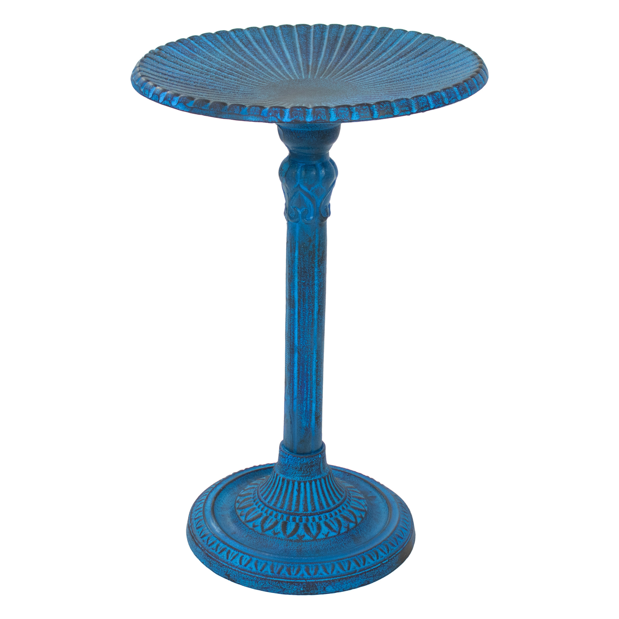 Sunnydaze Decor, Art Deco Sunburst Bird Bath - Blue, Model# NOB-073